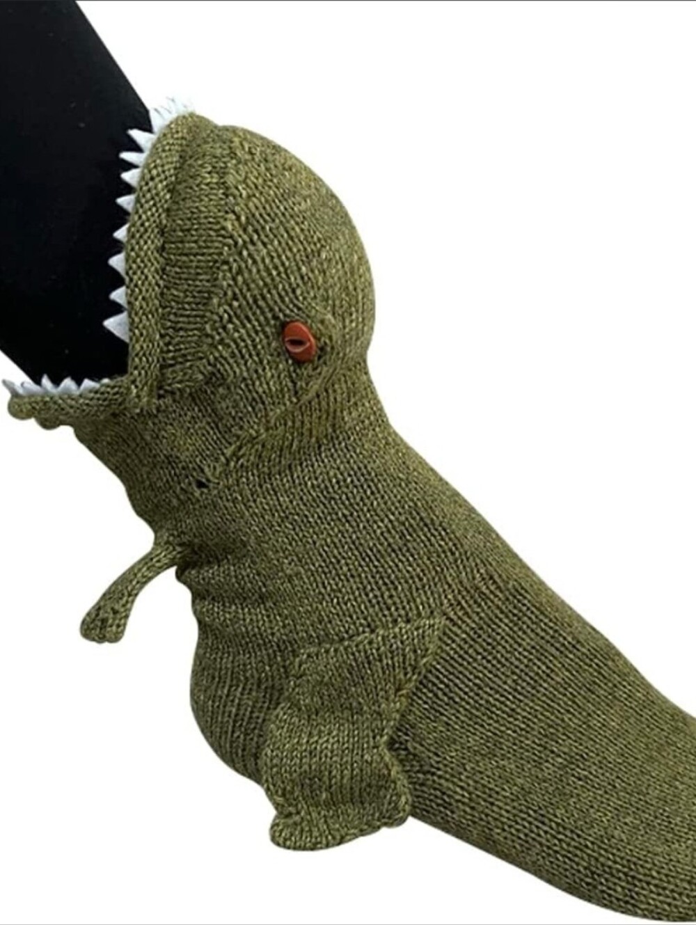 NWT Lolat Dinosaur Knit Socks | Olive Green 3D T-Rex Novelty Socks Womens Small